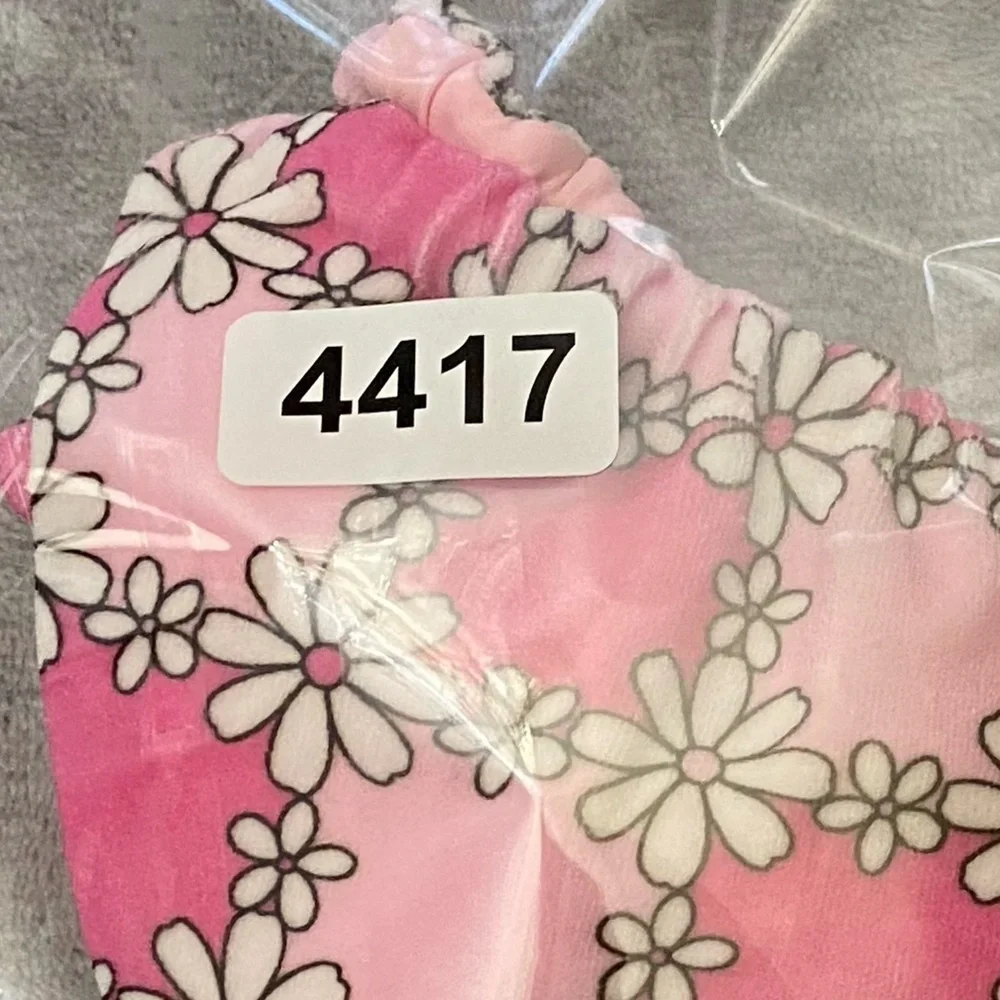 New! Frankie’s bikinis Tia Terry String Bikini Bottom Pink Daisy 24417